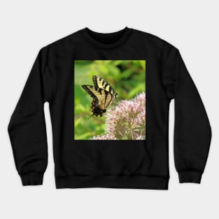 Butterfly on pink purple flowers Crewneck Sweatshirt